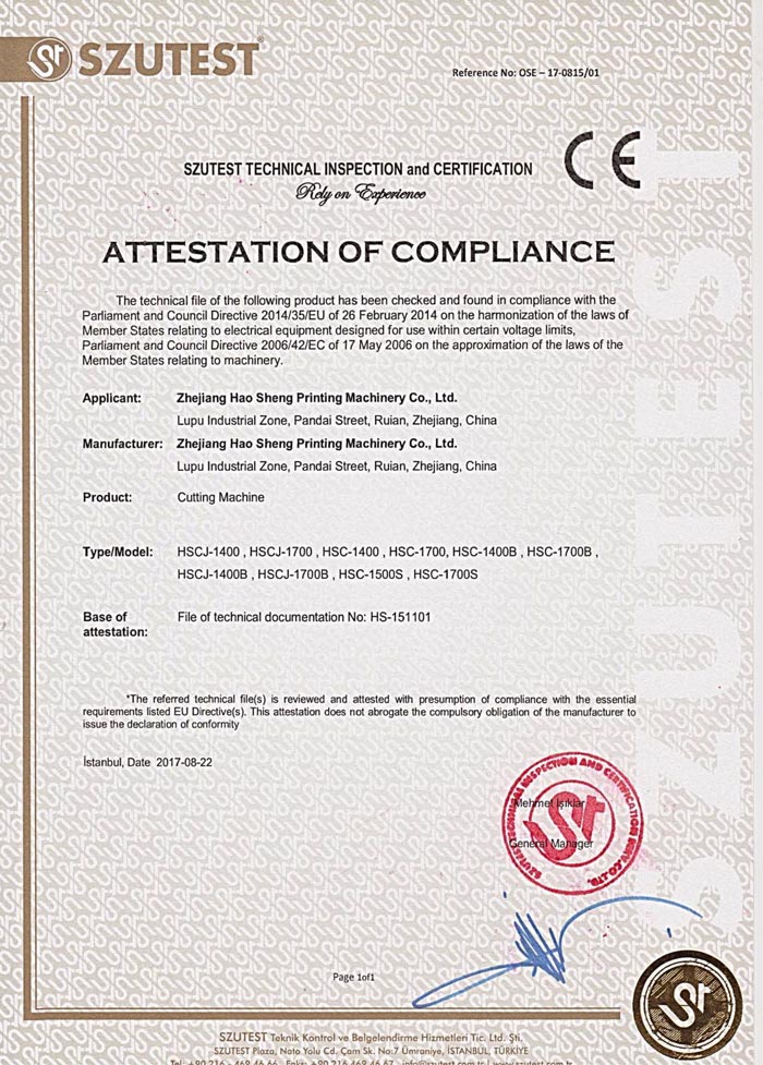 Attestation Of Compliance