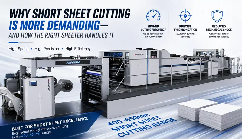 Double rotary sheeter handling 400-650mm short sheet cutting