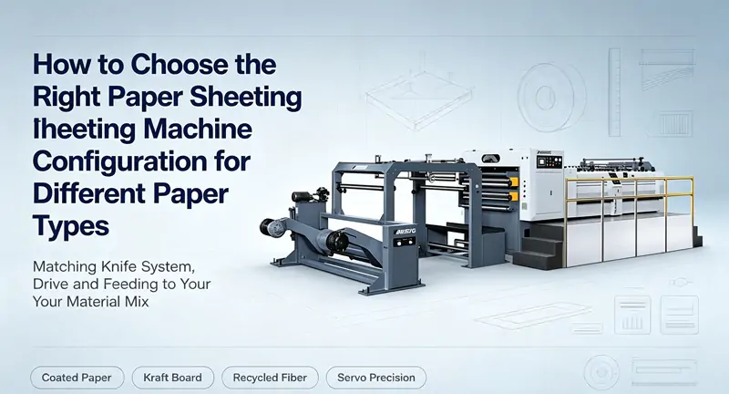 Industrial roll‑to‑sheet paper sheeter line for coated paper, kraft board and recycled paper processing