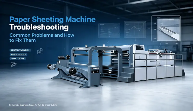 Paper sheeter sheet length variation troubleshooting, encoder drift, web tension instability and worn feed rollers diagnosis